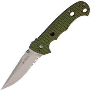 Columbia River Knife & Tool Hammond Cruiser Folding Knife with Stainless Steel Partially Serrated Blade and OD Green Zytel Handles